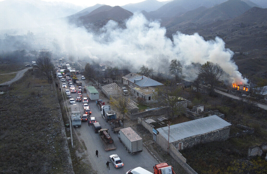 APTOPIX Armenia Azerbaijan Burning Houses